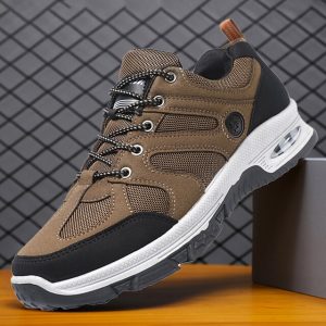 Men's Sneakers Fleece lined Walking Vintage Casual Outdoor Daily Leather Warm Height Increasing Comfortable Lace-up Black Coffee Grey Fall Winter